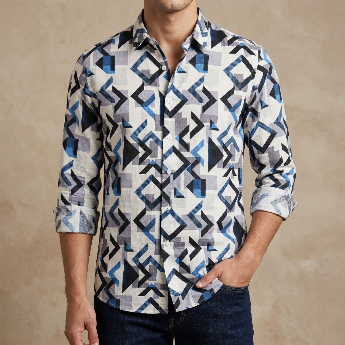 Premium Stylish China Floral Printed Men's Shirt